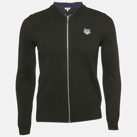 Kenzo Black Knit Zip Front Cardigan Xs